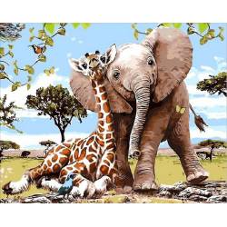 Слоненя і жираф