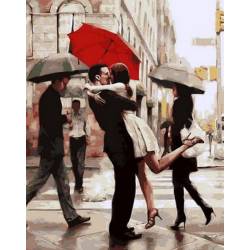 Поцелуй под красным зонтом