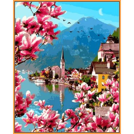 Картина за номерами Цвітіння в Гельштаті - у рамі, кольорове полотно , NB1310R