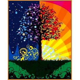 Дерево счастья, цветной холст