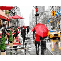 Дождь в Нью-Йорке, цветной холст