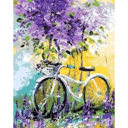 Велосипед в зарослях, цветной холст