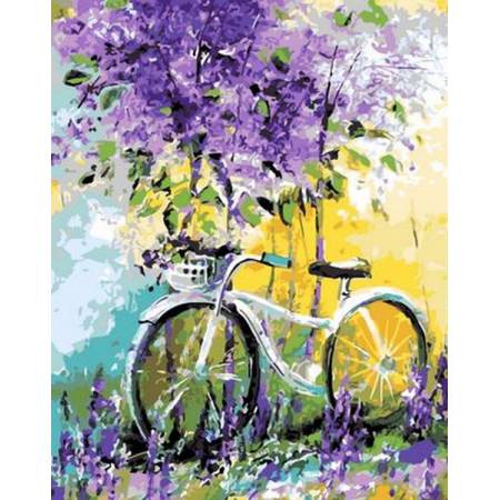 Велосипед в зарослях, цветной холст