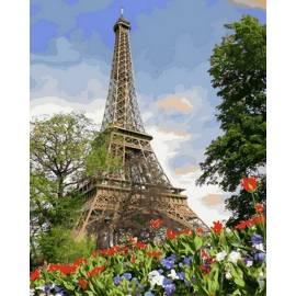 Цветы весеннего Парижа, цветной холст