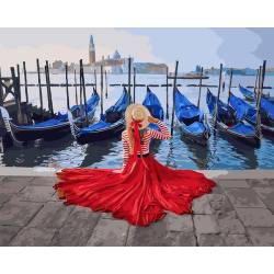 Дівчина біля причалу Венеції, кольорове полотно