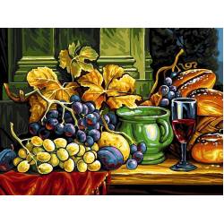 Натюрморт с хлебом и виноградом