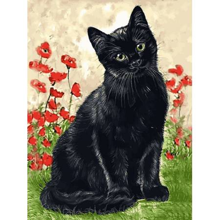 Картина за номерами Зеленоока кішка у квітах , VK275