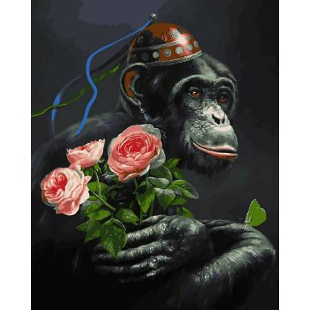 Картина за номерами Мавпа з трояндами , VP1398