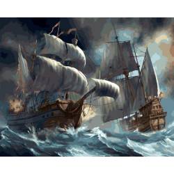 Сражение кораблей во время шторма
