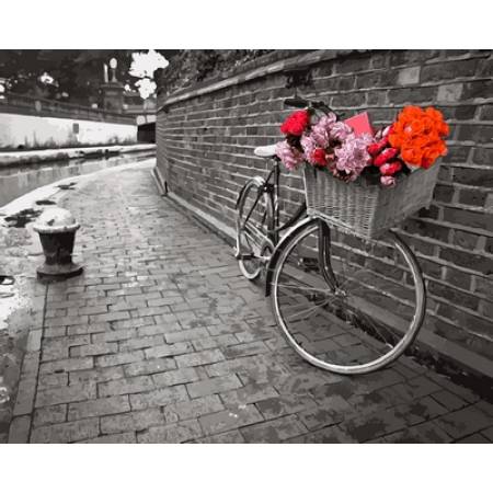 Картина за номерами Велосипед із квітковим кошиком, VP695