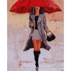 Девушка под алым зонтом