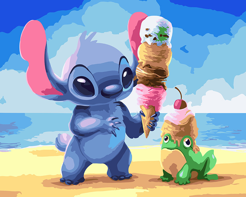 Картина по номерам Стич с мороженым , Rainbow Art, GX24348